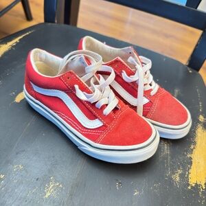 Kids Red and White Vans Sneakers